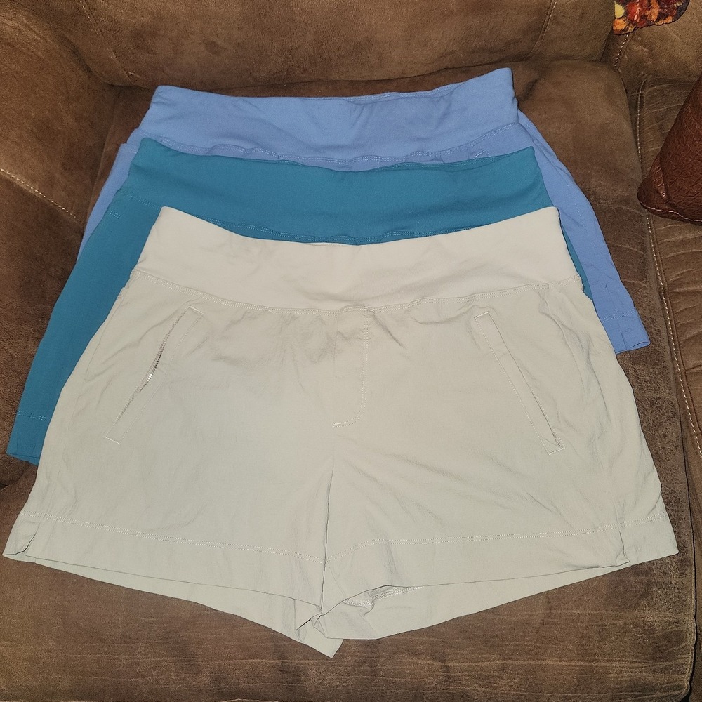 Athleta Trekkie North Shorts - 3 pair - teal, khaki, blue size 14